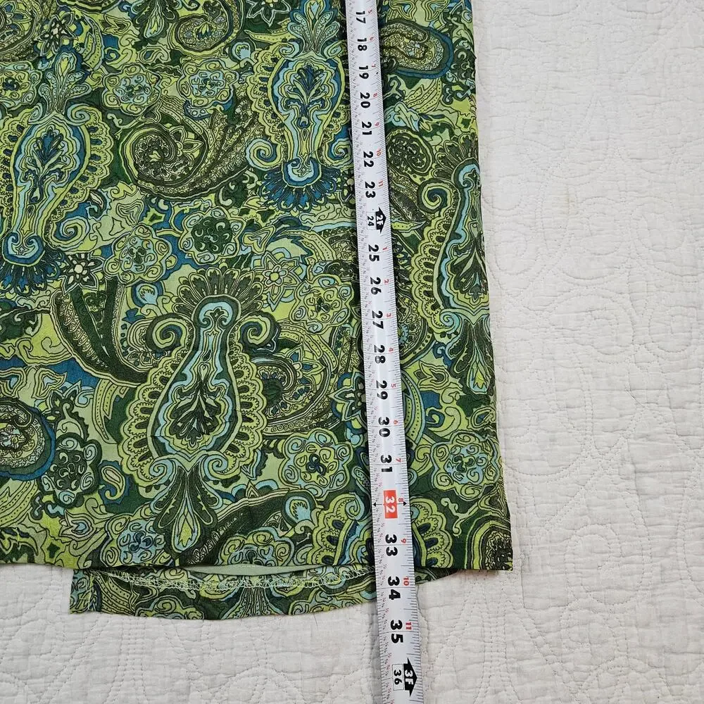 Y2k Paisley Skirt Boho Fairycore Green Maxi Pink Clio - Size 12